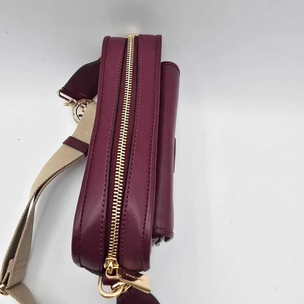Michael‎ Kors Burgundy Leather Convertible Crossbody Shoulder Bag Gold Hardware
